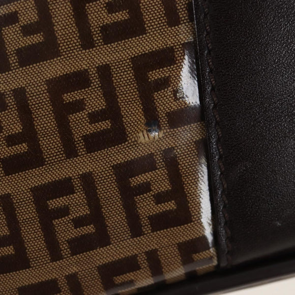 FENDI Zucchino Canvas Boston Bag Coated Canvas 2way Beige Gold Auth yk20862V