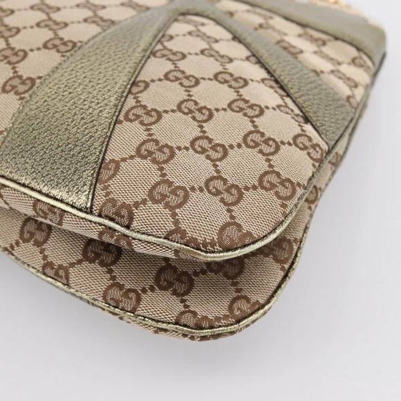 GUCCI GG Canvas Bamboo Chain Shoulder Bag Beige Gold Tone 135962 Auth yk20863SAM