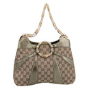 GUCCI GG Canvas Bamboo Chain Shoulder Bag Beige Gold Tone 135962 Auth yk20863SAM-13