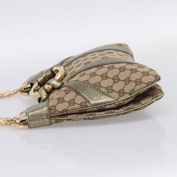 GUCCI GG Canvas Bamboo Chain Shoulder Bag Beige Gold Tone 135962 Auth yk20863SAM
