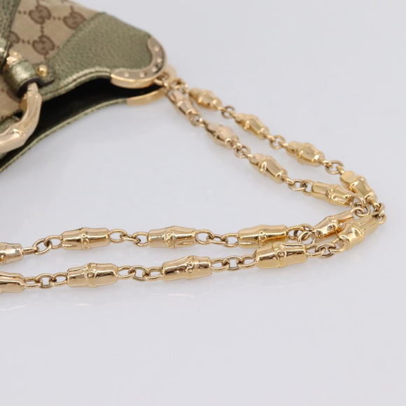 GUCCI GG Canvas Bamboo Chain Shoulder Bag Beige Gold Tone 135962 Auth yk20863SAM