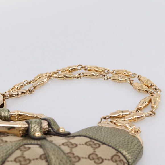 GUCCI GG Canvas Bamboo Chain Shoulder Bag Beige Gold Tone 135962 Auth yk20863SAM