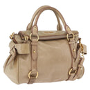Miu Miu Hand Bag Leather 2way Beige Gold Auth yk20865A-1