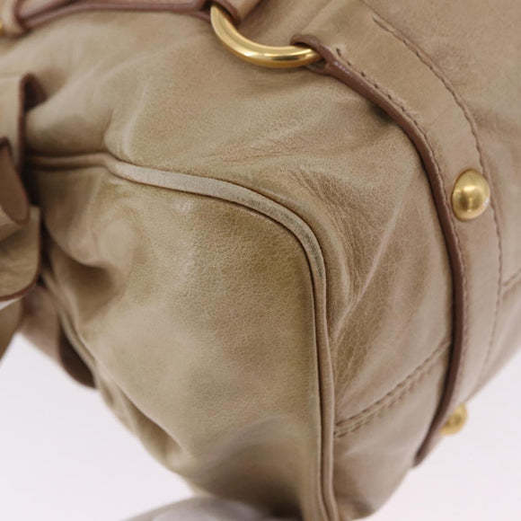 Miu Miu Hand Bag Leather 2way Beige Gold Auth yk20865A