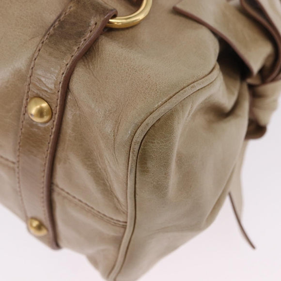 Miu Miu Hand Bag Leather 2way Beige Gold Auth yk20865A