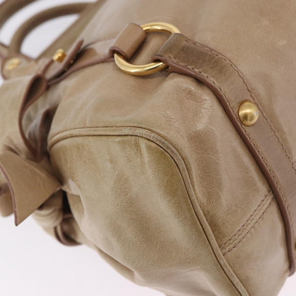 Miu Miu Hand Bag Leather 2way Beige Gold Auth yk20865A