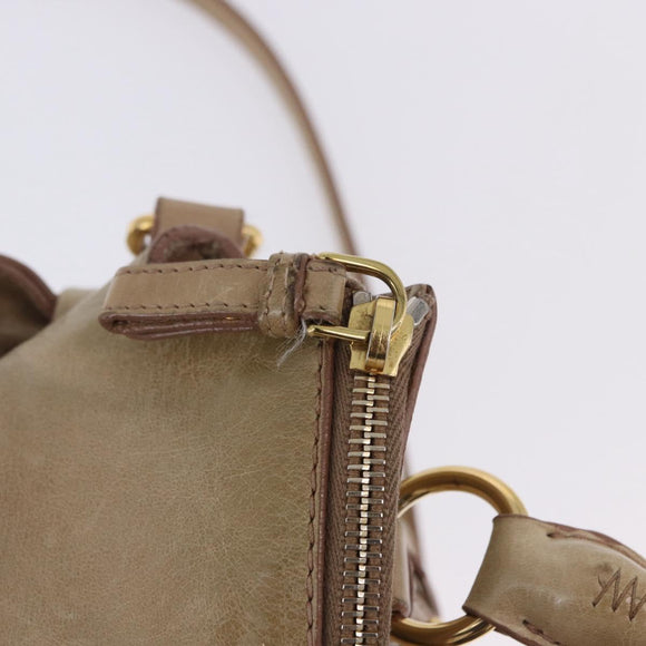 Miu Miu Hand Bag Leather 2way Beige Gold Auth yk20865A