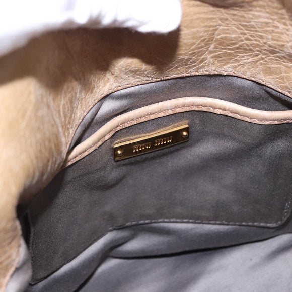 Miu Miu Hand Bag Leather 2way Beige Gold Auth yk20865A
