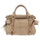 Miu Miu Hand Bag Leather 2way Beige Gold Auth yk20865A-13