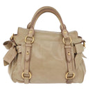 Miu Miu Hand Bag Leather 2way Beige Gold Auth yk20865A-2