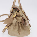 Miu Miu Hand Bag Leather 2way Beige Gold Auth yk20865A-3