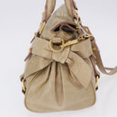 Miu Miu Hand Bag Leather 2way Beige Gold Auth yk20865A-4