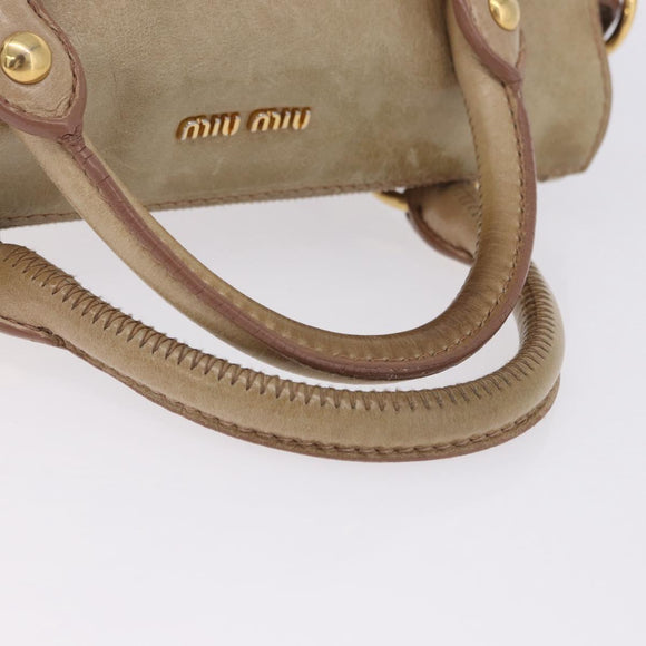 Miu Miu Hand Bag Leather 2way Beige Gold Auth yk20865A