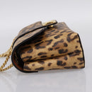 CELINE Triomphe Victoire Chain Shoulder Bag Leather Brown Gold Auth yk20866SAM-4
