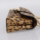 CELINE Triomphe Victoire Chain Shoulder Bag Leather Brown Gold Auth yk20866SAM-5