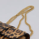 CELINE Triomphe Victoire Chain Shoulder Bag Leather Brown Gold Auth yk20866SAM-8