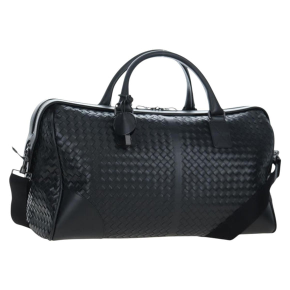 BOTTEGA VENETA INTRECCIATO Boston Bag Leather 2way Black Auth yk20867SAV
