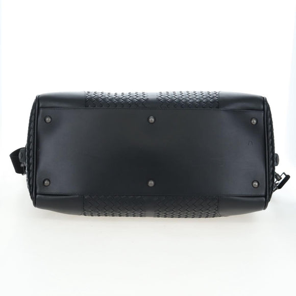 BOTTEGA VENETA INTRECCIATO Boston Bag Leather 2way Black Auth yk20867SAV