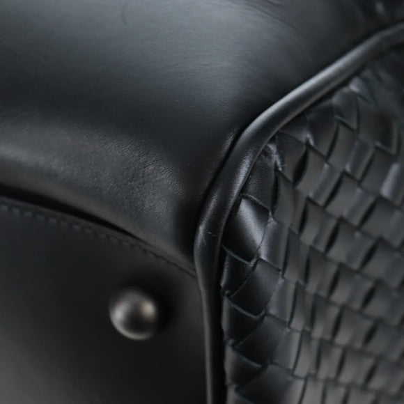 BOTTEGA VENETA INTRECCIATO Boston Bag Leather 2way Black Auth yk20867SAV