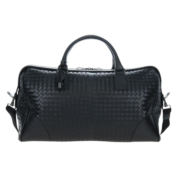 BOTTEGA VENETA INTRECCIATO Boston Bag Leather 2way Black Auth yk20867SAV