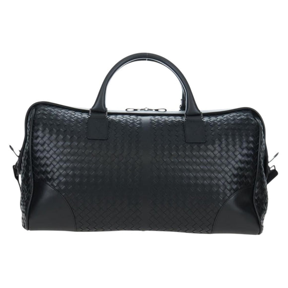 BOTTEGA VENETA INTRECCIATO Boston Bag Leather 2way Black Auth yk20867SAV
