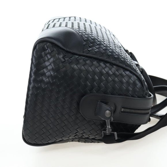 BOTTEGA VENETA INTRECCIATO Boston Bag Leather 2way Black Auth yk20867SAV