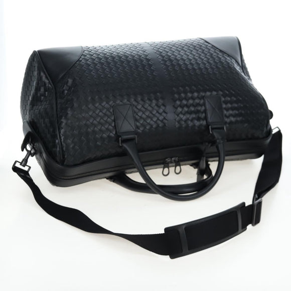 BOTTEGA VENETA INTRECCIATO Boston Bag Leather 2way Black Auth yk20867SAV