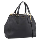 Miu Miu Hand Bag Leather 2way Black Gold Auth yk20869A-1