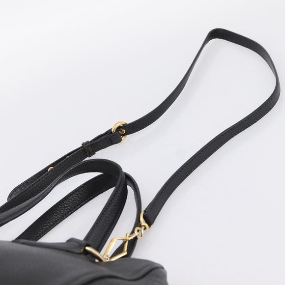 Miu Miu Hand Bag Leather 2way Black Gold Auth yk20869A