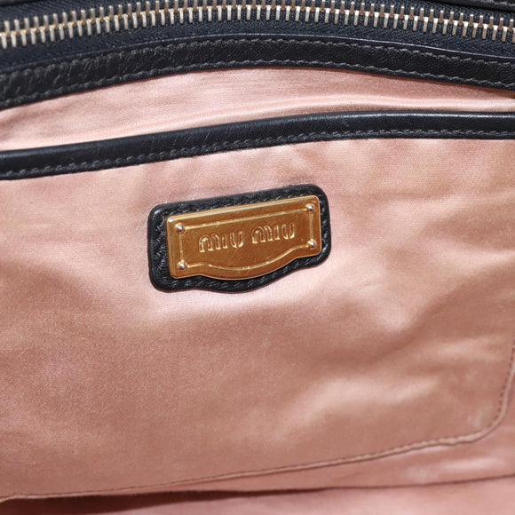 Miu Miu Hand Bag Leather 2way Black Gold Auth yk20869A