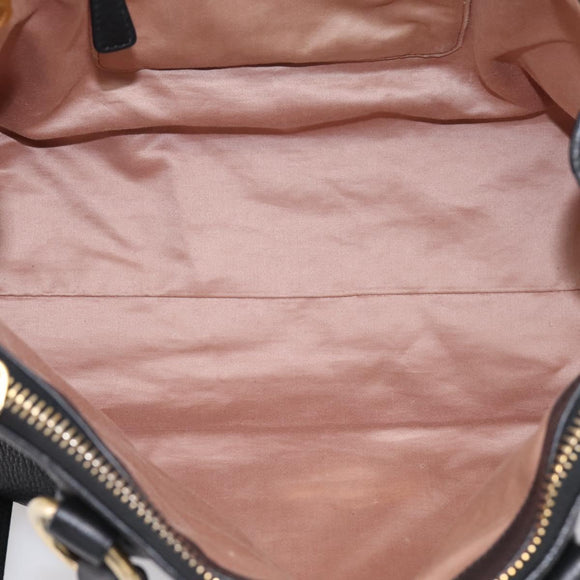 Miu Miu Hand Bag Leather 2way Black Gold Auth yk20869A