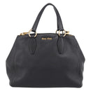 Miu Miu Hand Bag Leather 2way Black Gold Auth yk20869A-13