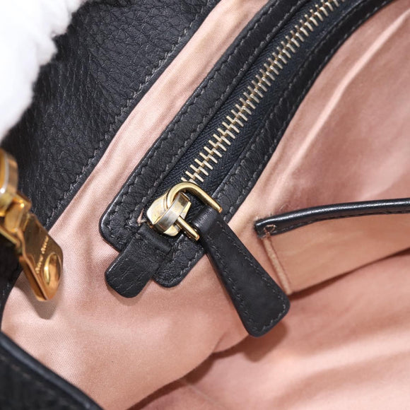 Miu Miu Hand Bag Leather 2way Black Gold Auth yk20869A