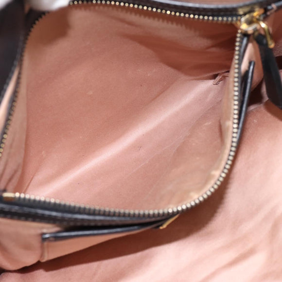 Miu Miu Hand Bag Leather 2way Black Gold Auth yk20869A