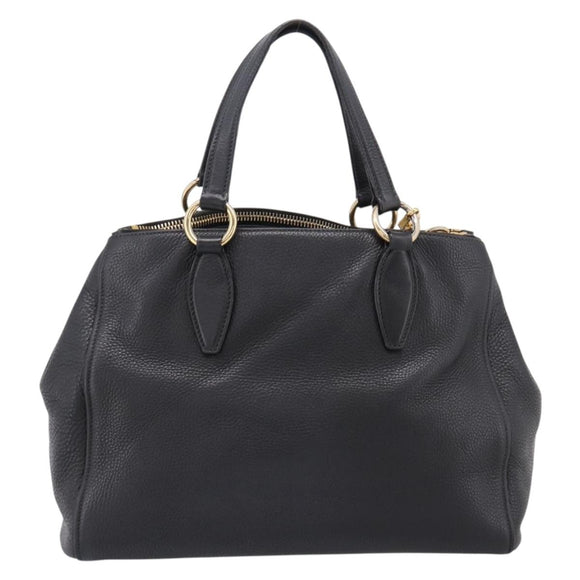 Miu Miu Hand Bag Leather 2way Black Gold Auth yk20869A