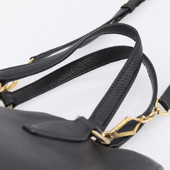 Miu Miu Hand Bag Leather 2way Black Gold Auth yk20869A