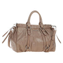 Miu Miu Hand Bag Leather 2way Beige Silver Auth yk20870M-1
