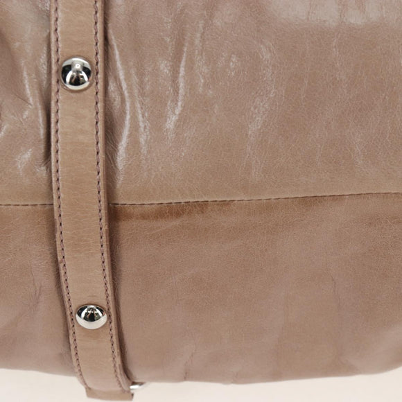 Miu Miu Hand Bag Leather 2way Beige Silver Auth yk20870M