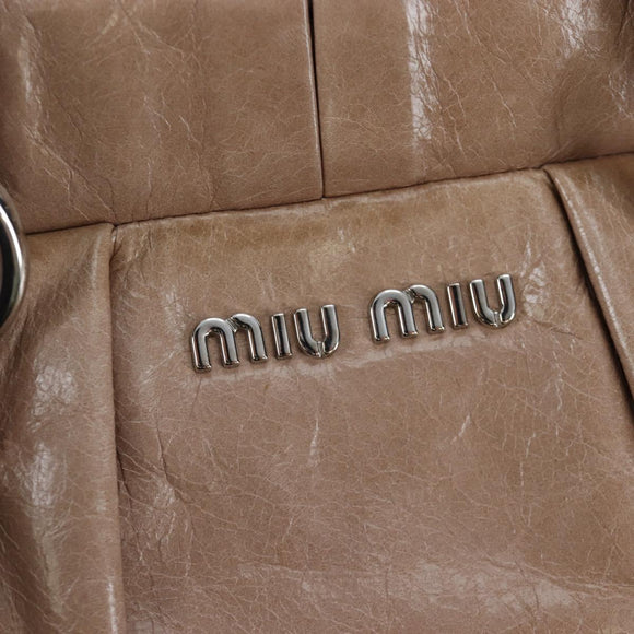 Miu Miu Hand Bag Leather 2way Beige Silver Auth yk20870M