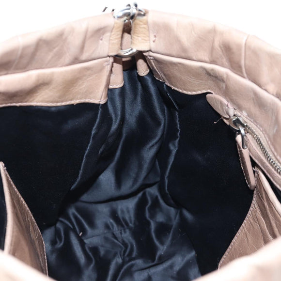 Miu Miu Hand Bag Leather 2way Beige Silver Auth yk20870M