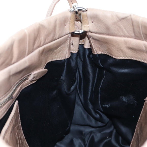 Miu Miu Hand Bag Leather 2way Beige Silver Auth yk20870M