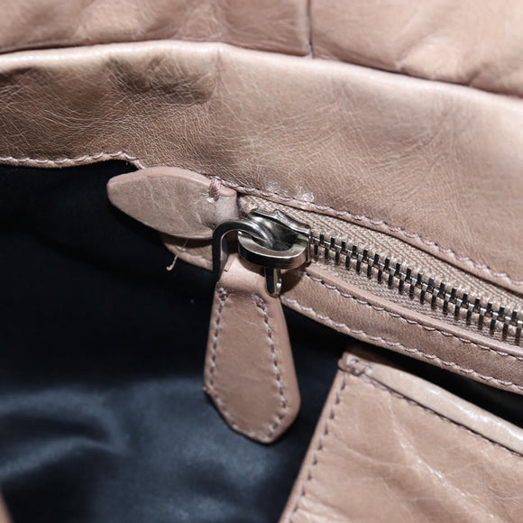 Miu Miu Hand Bag Leather 2way Beige Silver Auth yk20870M