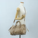 Miu Miu Hand Bag Leather 2way Beige Silver Auth yk20870M-28