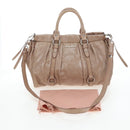 Miu Miu Hand Bag Leather 2way Beige Silver Auth yk20870M-12