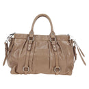 Miu Miu Hand Bag Leather 2way Beige Silver Auth yk20870M-2