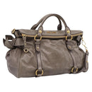 Miu Miu Hand Bag Leather 2way Gray Gold Auth yk20871M-1
