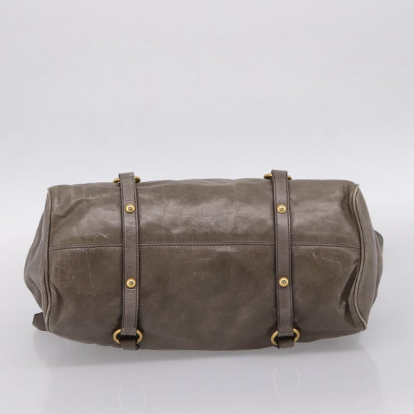 Miu Miu Hand Bag Leather 2way Gray Gold Auth yk20871M