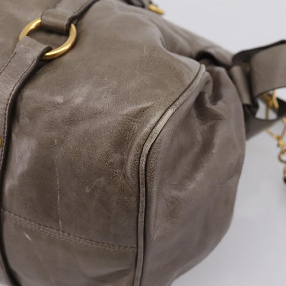 Miu Miu Hand Bag Leather 2way Gray Gold Auth yk20871M