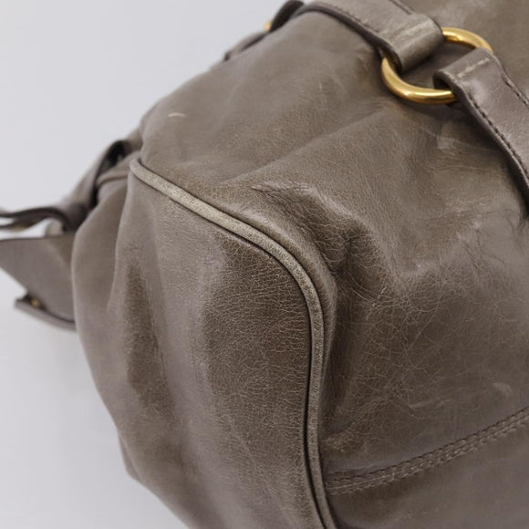 Miu Miu Hand Bag Leather 2way Gray Gold Auth yk20871M