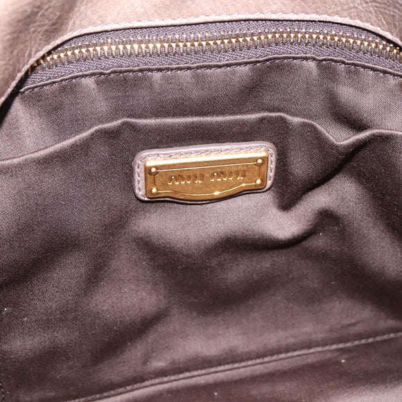 Miu Miu Hand Bag Leather 2way Gray Gold Auth yk20871M